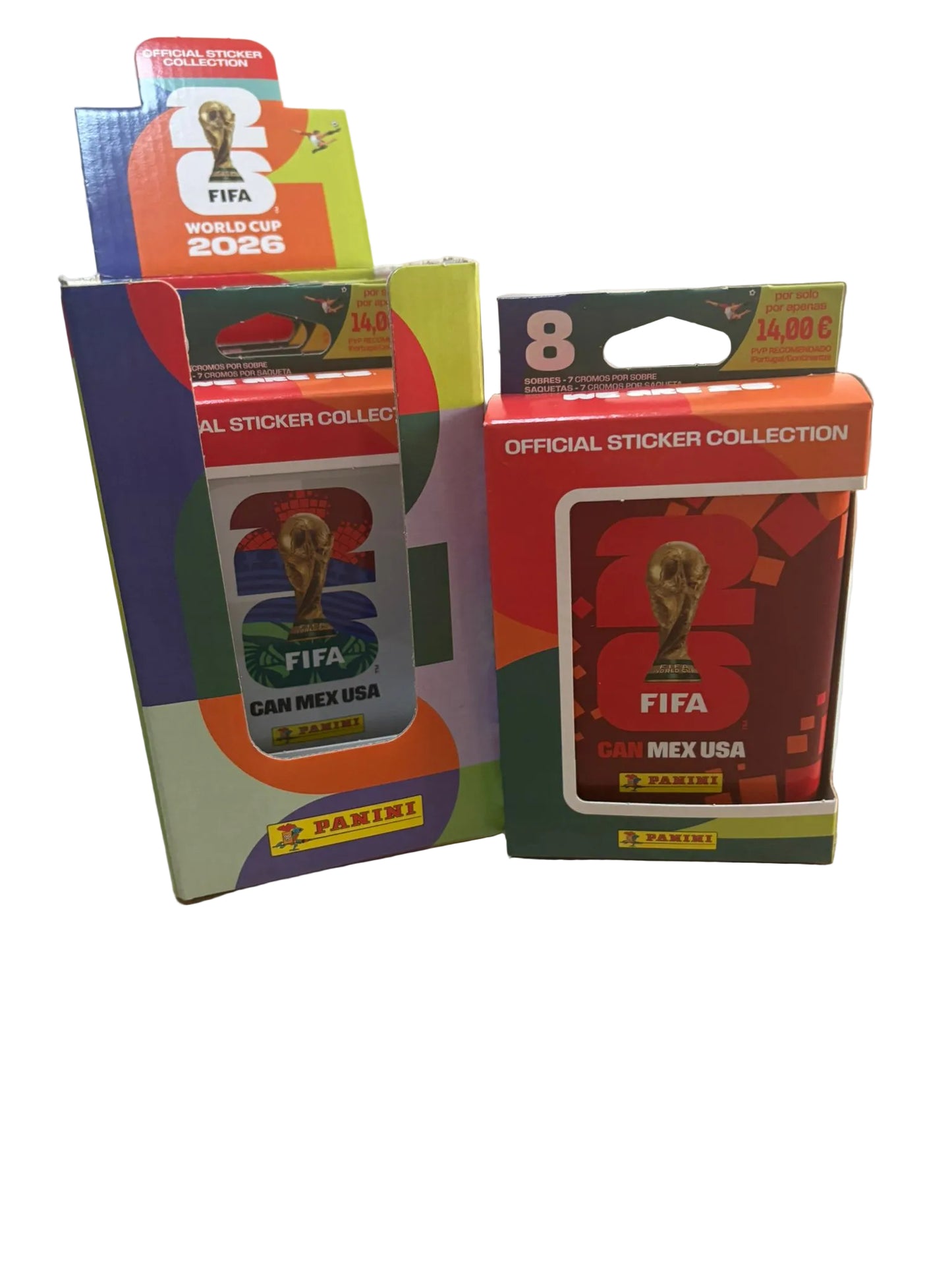 Caja Metálica Pequeña Panini FIFA World Cup 2026 + 8 Sobres Oficiales de Cromos