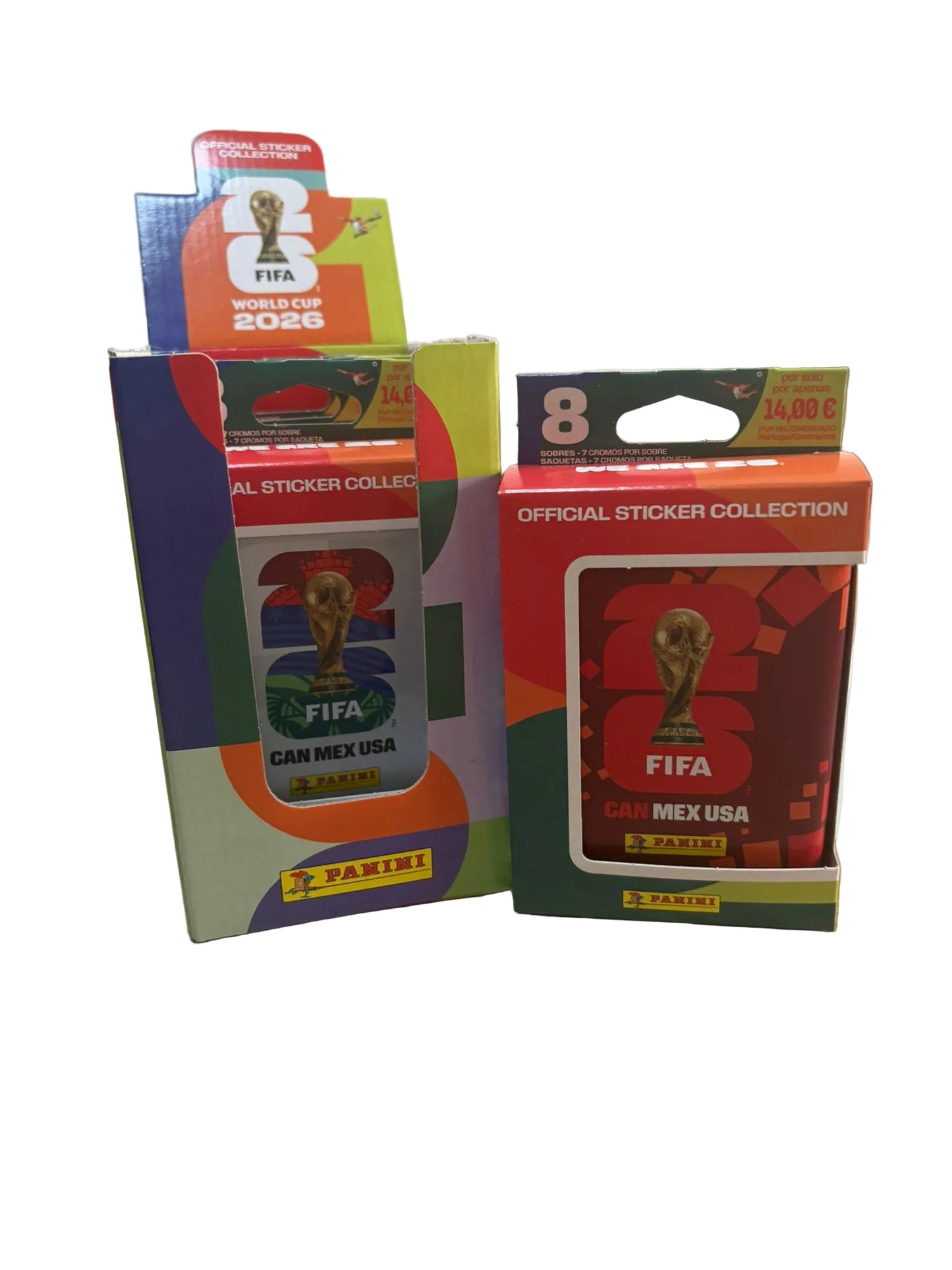 Caja Metálica Pequeña Panini FIFA World Cup 2026 + 8 Sobres Oficiales de Cromos
